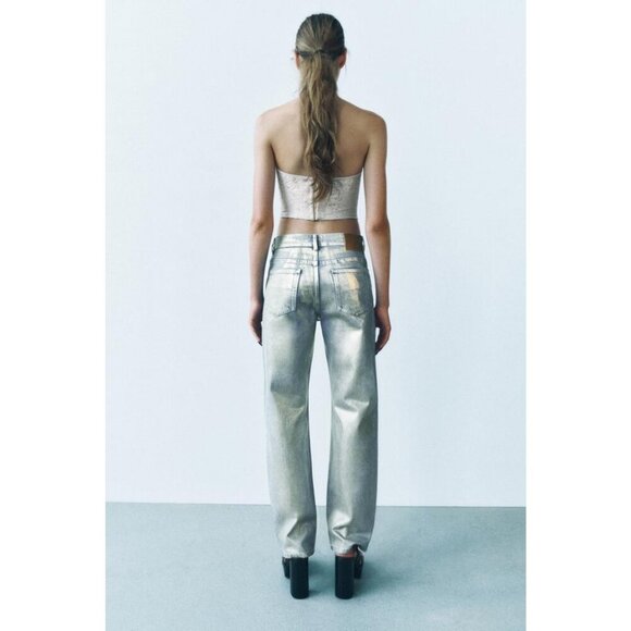 NWOT Zara champagne ecru sequin embellished corset crop top, XS, S, M, or L - Picture 6 of 16